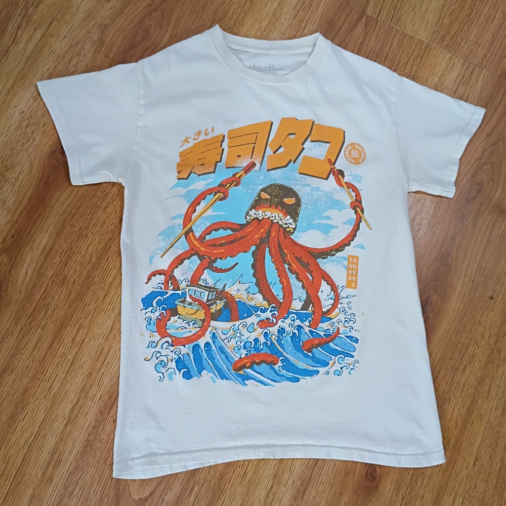 Threadless Tako Sushi Attack Japanese Art Graphic T-Shirt - Picture 2 of 4